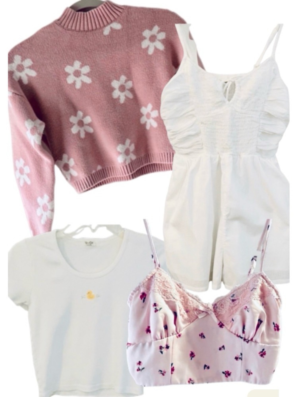 Aeropostale Pink Floral Lace Trim Crop Top - XS - Coquette Milkmaid Style - Picture 5 of 8
